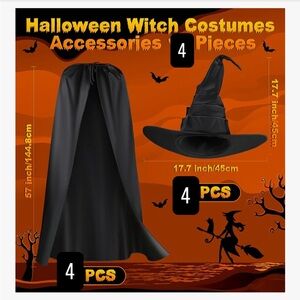 4 Pack of Witches Hats and Capes. Bought a 6 pack and only needed 2.